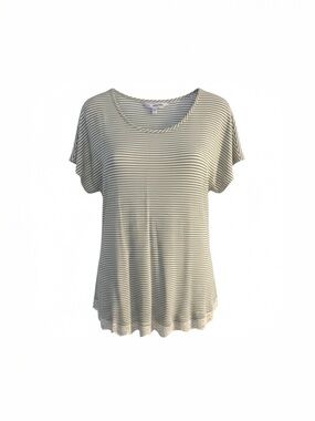 Sonoma Striped Short Sleeve Scoop Neck Top - Gray & White